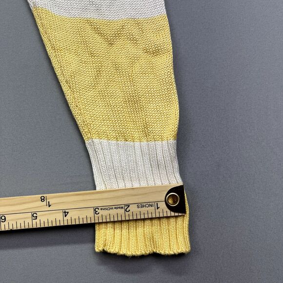 FIA Italia Sweater Women's L Handloomed White & Yellow Striped Full Zip Collared - Picture 9 of 15